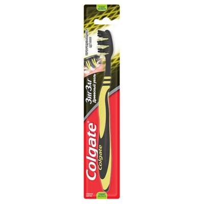Зубная щетка COLGATE "Зигзаг. Древесный уголь" средняя