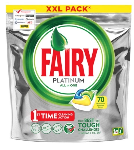 Капсулы для посудомоечных машин FAIRY "Platinum All in One" лимон 70 шт