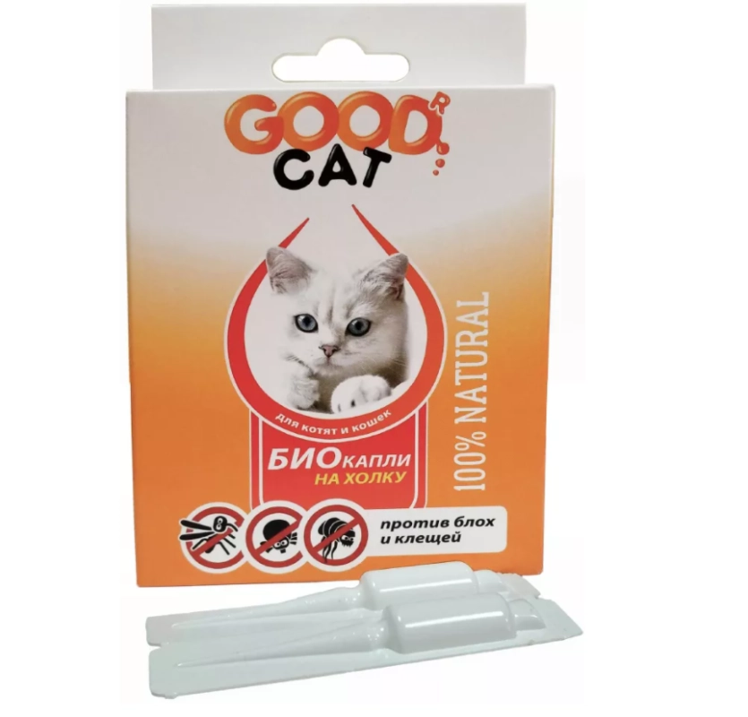 Капли GOOD CAT "БИО" антипаразитарные для котят и кошек от блох и клещей 3х1мл