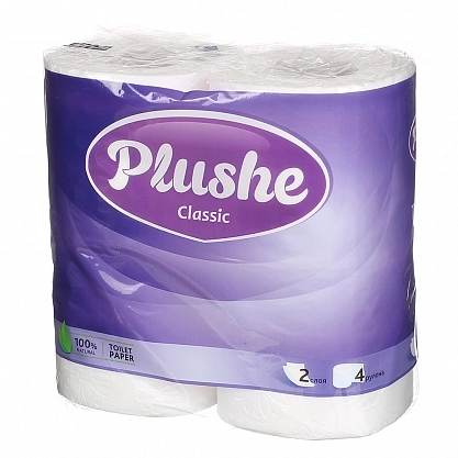 Бумага туалетная PLUSHE "Classic" двухслойная 4 шт