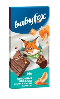 Шоколад BABYFOX молочный с арахисом и карамелью 90 г