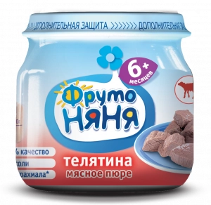 ФрутоНяня Пюре телятина 6+ мес. бан. 80г