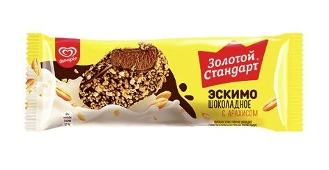 Мороженое ИНМАРКО &laquo;Золотой стандарт&raquo; сливочно-шоколадное с арахисом и кукурузными хлопьями, эскимо 61 г, 8%