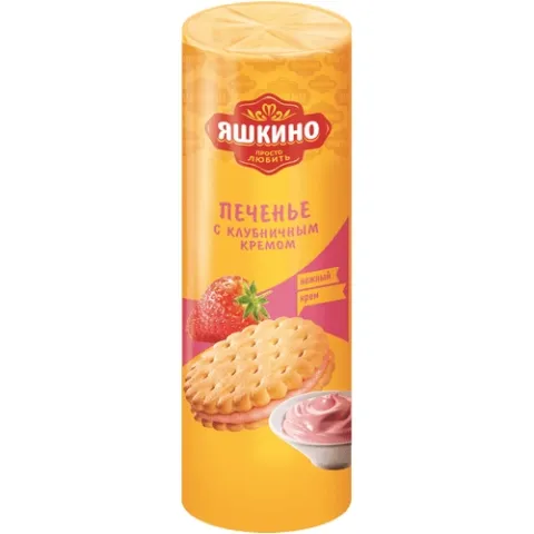 Печенье ЯШКИНО затяжное с клубничным кремом 190 г