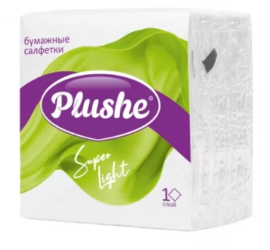 Салфетки бумажные PLUSHE "Super Light" однослойные 22,5х22,5 см 70 шт