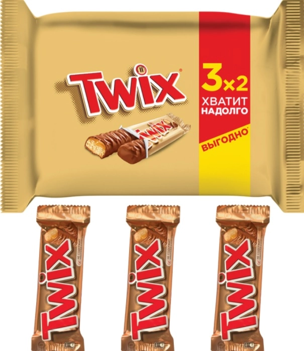 Батончик TWIX с карамелью в молочном шоколаде 3х55 г