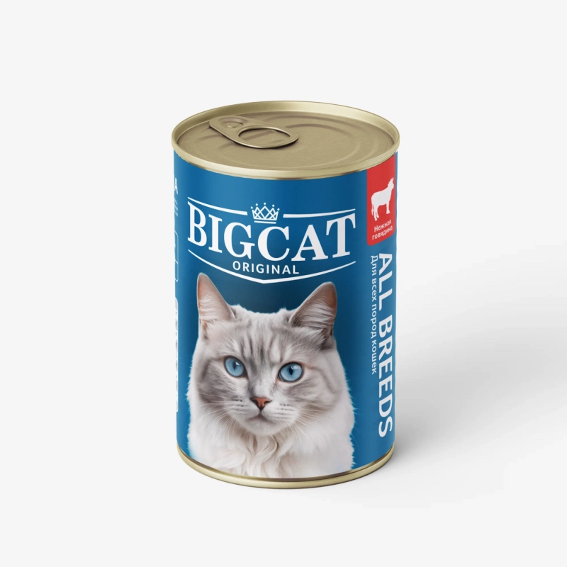 ЗООГУРМАН "Big Cat" для взрослых кошек говядина кусочки в желе 350 г