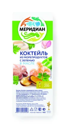 Коктейль из морепродуктов МЕРИДИАН с зеленью  в масле 200 г