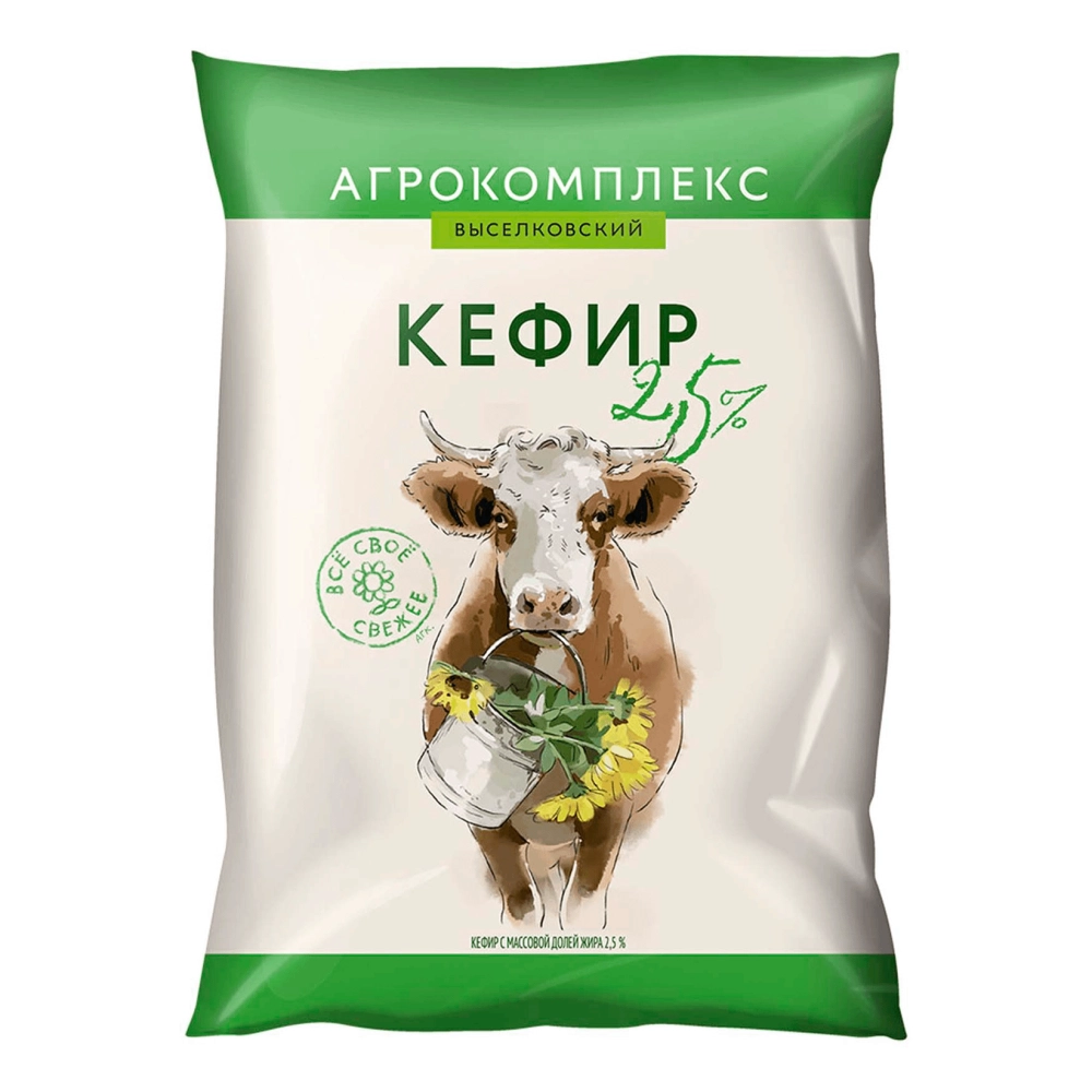 Кефир АГРОКОМПЛЕКС 2,5%, 900 мл пленка