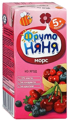 ФрутоНяня Морс клюква, черника, вишня 5+ мес. уп. 200мл