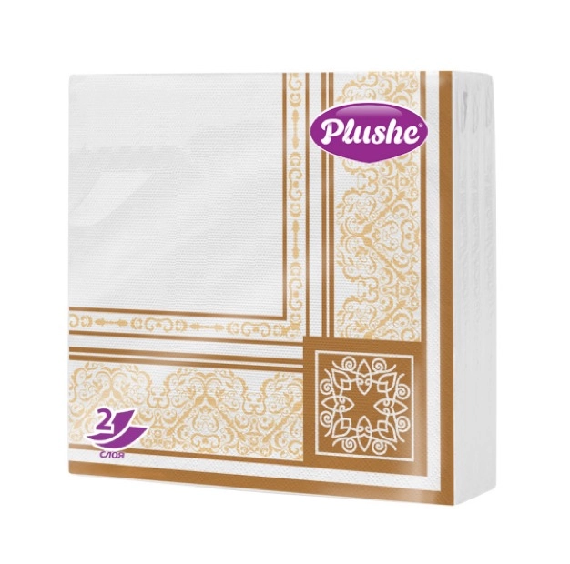 Салфетки бумажные PLUSHE Premium Decor двухслойные 33 &times; 33 см, 20 листов, коричневые
