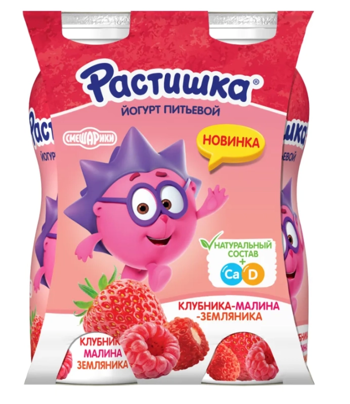 Йогурт питьевой РАСТИШКА с клубникой, малиной и земляникой 90 г