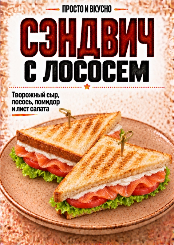 Сэндвич с лососем и соусом крем-чиз ИП Купреев