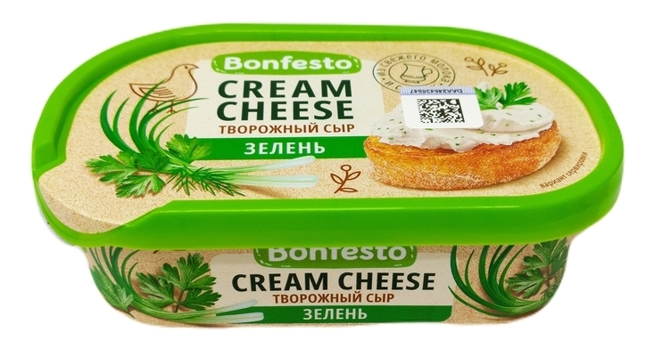 Сыр BONFESTO "Cream Cheese" творожный с зеленью 140 г 65%