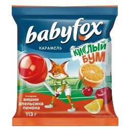 Карамель BABYFOX на палочке с кислым вкусом 113 г