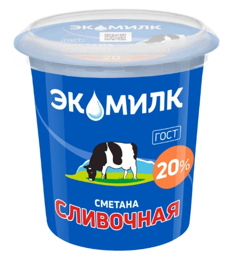 Сметана ЭКОМИЛК "Сливочная" 300 г 20%