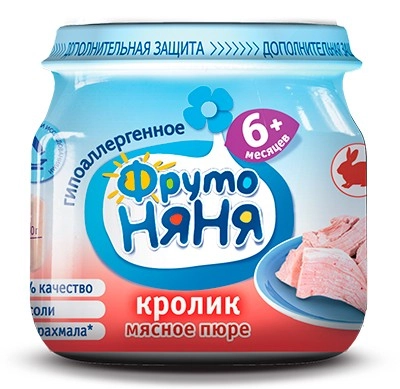 ФрутоНяня Пюре кролик 5+ мес. бан. 80г
