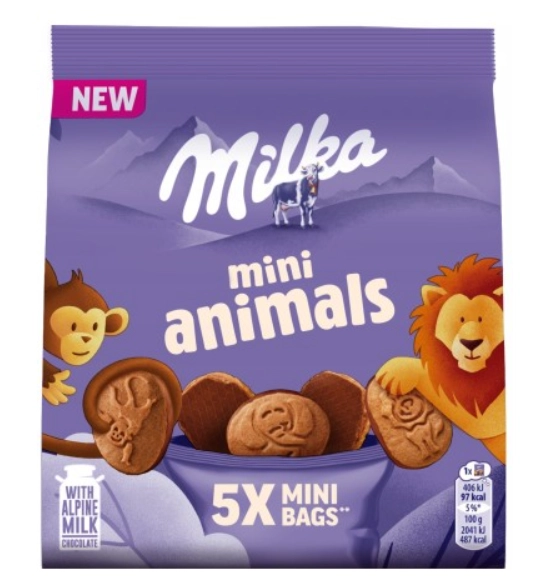 Печенье MILKA "Mini Animals" с молочным шоколадом 99.5 г