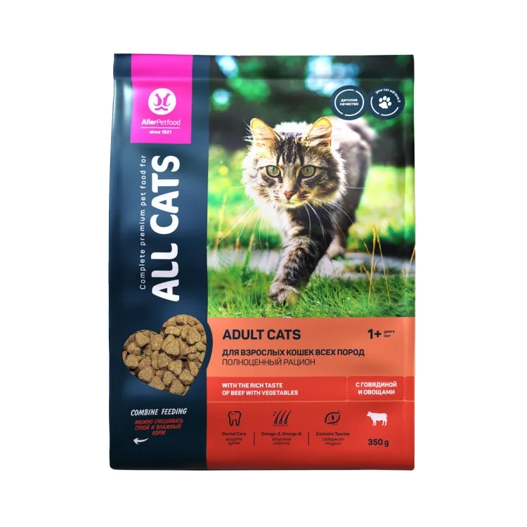 Корм сухой для взрослых кошек ALL CATS с говядиной 350 г