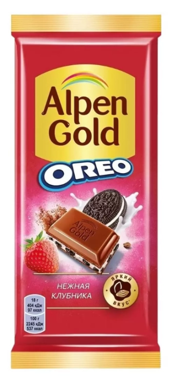 Шоколад ALPEN GOLD "Oreo" нежная клубника 85 г