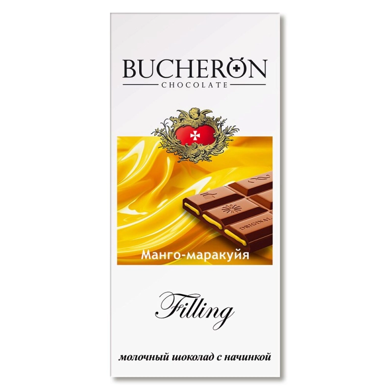 Шоколад BUCHERON "Filling" молочный с начинкой манго-маракуя 85 г