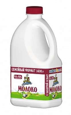 Молоко КУБАНСКИЙ МОЛОЧНИК отборное пастеризованное 3,4-6% 1,4 л канистра