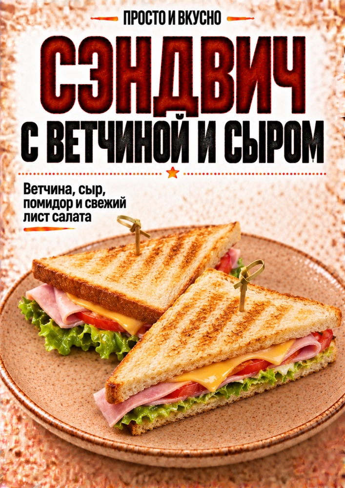 Сэндвич с ветчиной и сыром, соус "Цезарь", Купреев