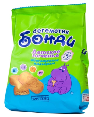Печенье "Бегемотик Бонди" детское обогащенное кальцием 180 г
