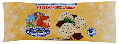 Мороженое КОРОВКА ИЗ КОРЕНОВКИ "Пломбир" ванильный с шоколадной крошкой 400 г 15%