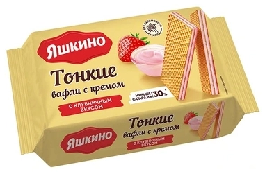 Вафли ЯШКИНО "Тонкие" с клубничным вкусом 144 г