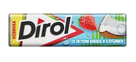 Жевательная резинка DIROL со вкусом кокоса и клубники 13.6 г