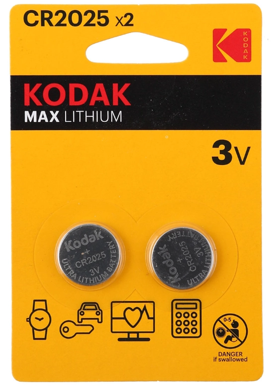 Батарейка KODAK "Max Lithium" CR2025 литиевая 2 шт