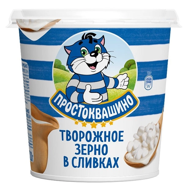 Творожный продукт ПРОСТОКВАШИНО творожное зерно в сливках 320 г 5%