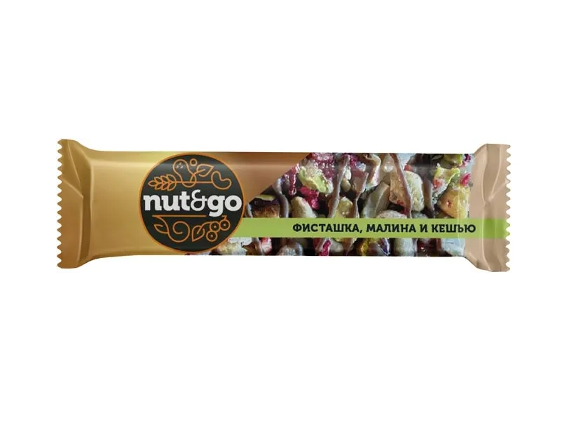 Батончик KDV "Nut&Go" с  фисташкой, кешью и малиной глазированный 28 г