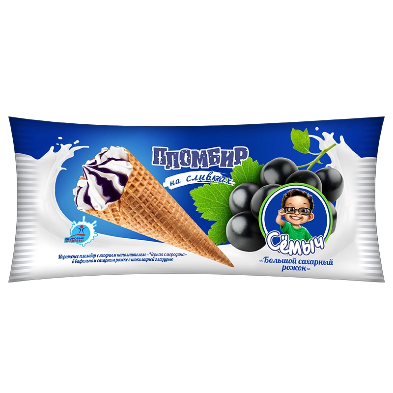 Мороженое ЗДОРОВЫЕ ПРОДУКТЫ "Семыч" черная смородина 125 г 12% рожок