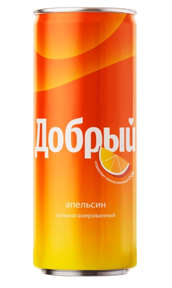 Напиток ДОБРЫЙ со вкусом апельсина газированный 0,33 л жестяная банка