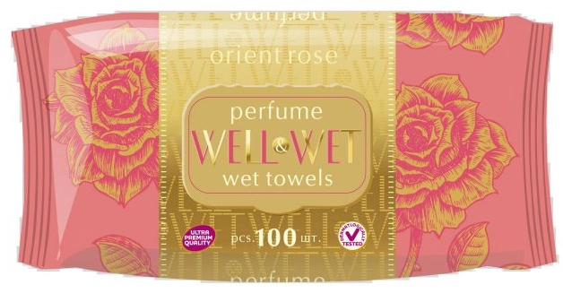 Салфетки влажные WELL&WET "Rosessence" 100 шт