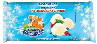 Полено мороженое КОРОВКА ИЗ КОРЕНОВКИ "Пломбир" ванильное 400 г 15%