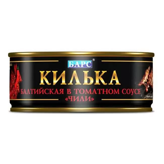Килька БАРС балтийская неразделанная в томатном соусе Килька БАРС балтийская неразделанная в томатном соусе "чили" 250 г