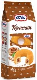 Пирожное KOVIS "Колечки" бисквитные с кремом варёная сгущёнка 240 г