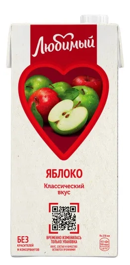 Напиток сокосодержащий ЛЮБИМЫЙ яблоко 0,95 л