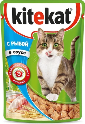 Корм для кошек KITEKAT с рыбой в соусе 85 г