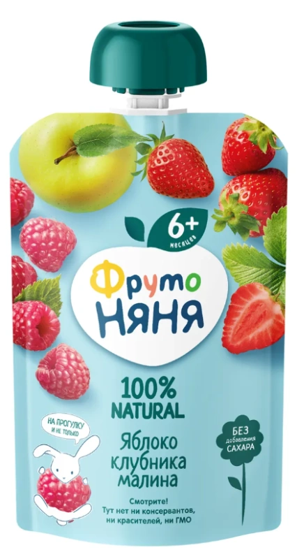 Десерт фруктовый ФРУТОНЯНЯ из яблок клубники и малины с 6 месяцев 90 г Десерт фруктовый ФРУТОНЯНЯ из яблок клубники и малины с 6 месяцев 90 г