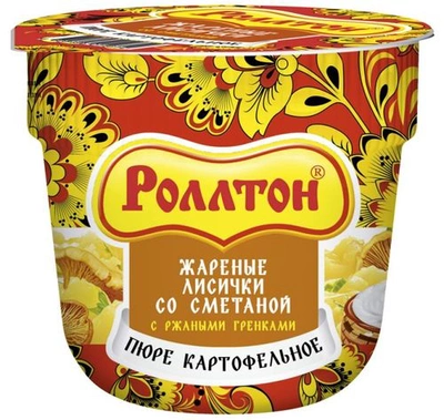 Пюре картофельное быстрого приготовления РОЛЛТОН "Жареные лисички со сметаной" с ржаными гренками 40 г