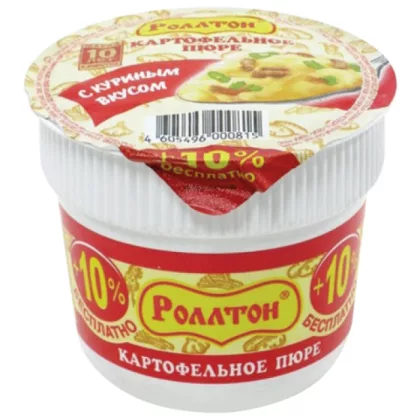 Пюре картофельное РОЛЛТОН с куриным вкусом с сухариками 40 г Пюре картофельное РОЛЛТОН с куриным вкусом с сухариками 40 г