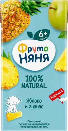 Нектар ФРУТОНЯНЯ из яблок и ананасов для питания детей раннего возраста 0.2 л