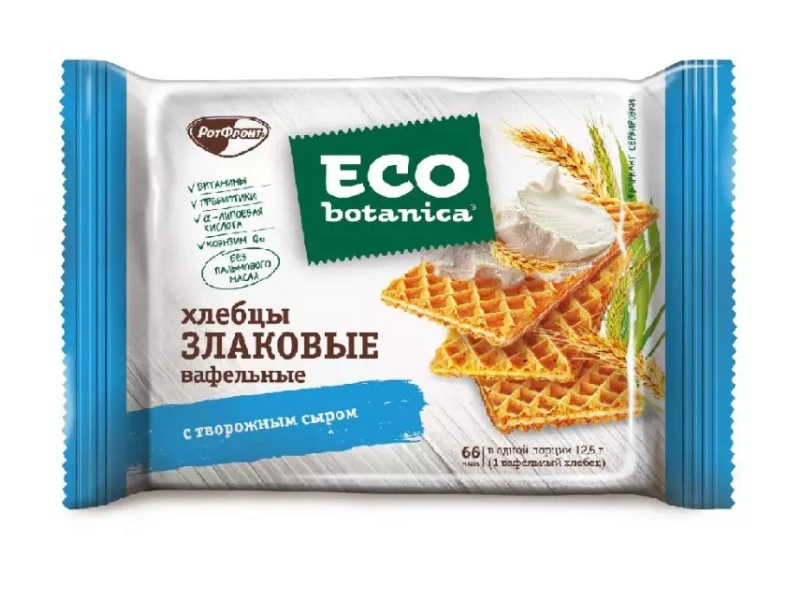 Вафли ECO-BOTANICA "Вафельные хлебцы злаковые с творожным сыром" с жировой начинкой 75 г