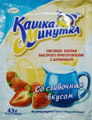 Хлопья КАШКА МИНУТКА овсяные быстрого приготовления с клубникой 43 г