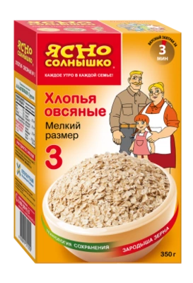 Хлопья ЯСНО СОЛНЫШКО №3 овсяные 350 г
